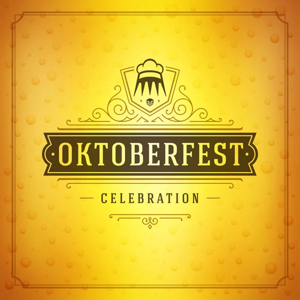 Oktoberfest festival de cerveza celebración tarjeta de felicitación vintage o cartel — Vector de stock
