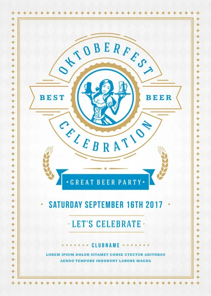 Oktoberfest pivní festival oslavy retro typografii plakát — Stockový vektor