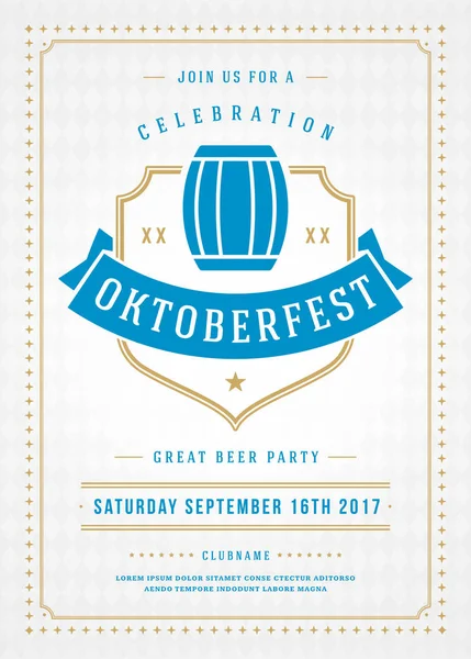 Oktoberfest bira Festivali kutlama retro tipografi poster