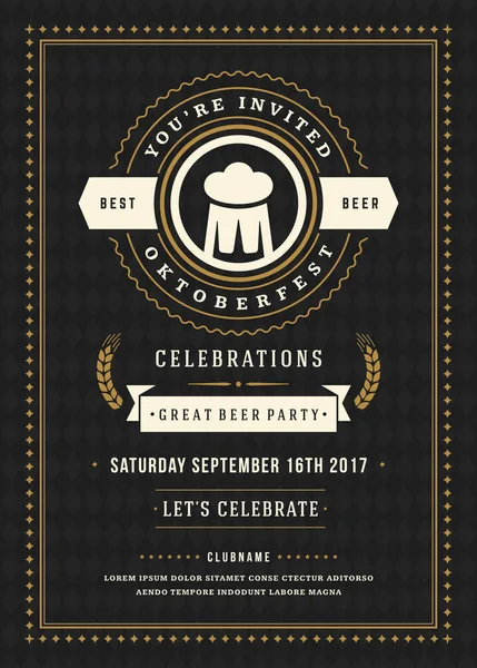 Oktoberfest bira Festivali kutlama retro tipografi poster