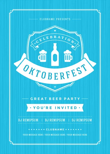 Poster tipografi perayaan festival bir Oktoberfest - Stok Vektor