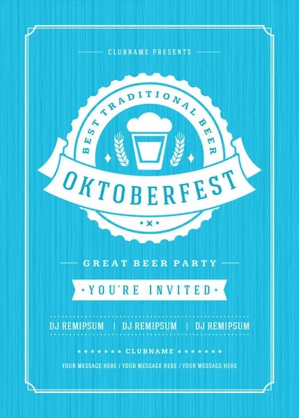 Oktoberfest öl festival fest retro typografi affisch — Stock vektor