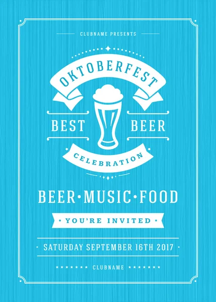 Oktoberfest bira Festivali kutlama retro tipografi poster