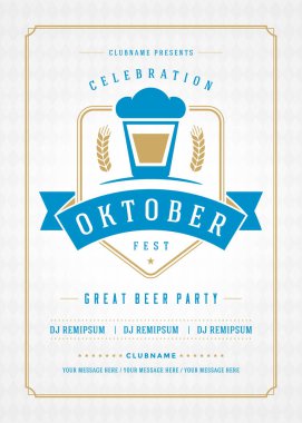 Oktoberfest bira Festivali kutlama retro tipografi poster veya el ilanı