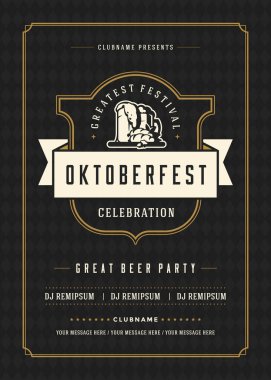 Oktoberfest bira Festivali kutlama retro tipografi poster veya el ilanı