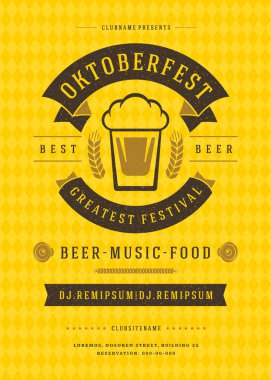 Oktoberfest bira Festivali kutlama retro tipografi poster veya el ilanı