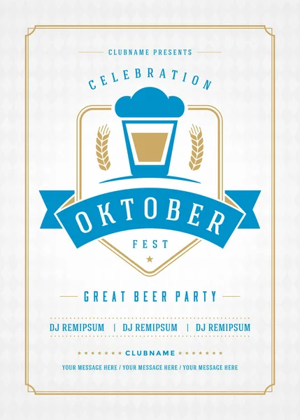 Oktoberfest festival bir retro poster tipografi atau flyer - Stok Vektor