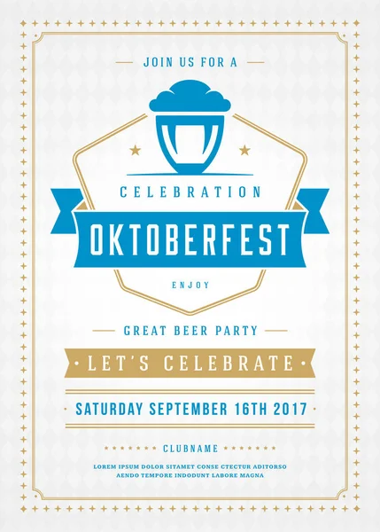 Oktoberfest bira Festivali kutlama retro tipografi poster veya el ilanı
