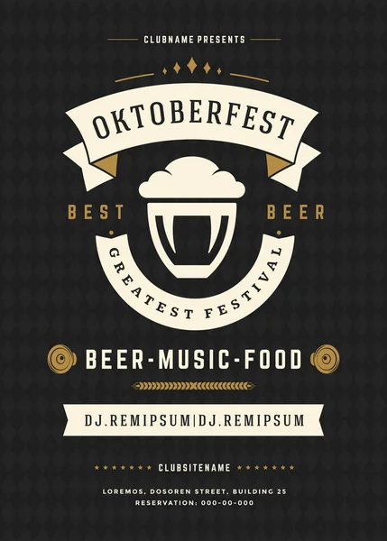 Oktoberfest öl festival fest retro typografi affisch eller flyer — Stock vektor