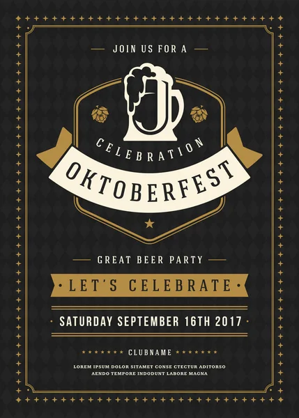 Oktoberfest bira Festivali kutlama retro tipografi poster veya el ilanı