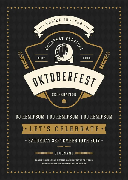 Oktoberfest bira Festivali kutlama retro tipografi poster veya el ilanı