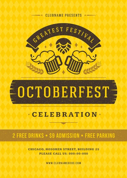 Oktoberfest pivní festival oslavy retro typografii plakát nebo leták — Stockový vektor