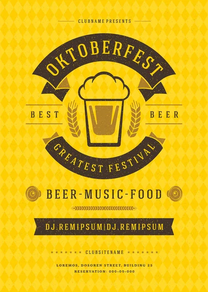 Oktoberfest celebracja festiwal piwa typografii retro plakat lub ulotki — Wektor stockowy