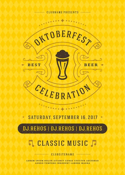 Oktoberfest pivní festival oslavy retro typografii plakát nebo leták — Stockový vektor