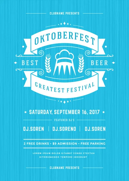 Oktoberfest bira Festivali kutlama retro tipografi poster veya el ilanı