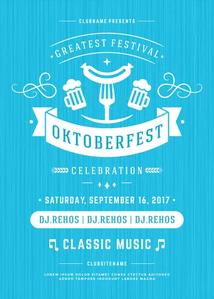 Oktoberfest pivní festival oslavy retro typografii plakát nebo leták — Stockový vektor