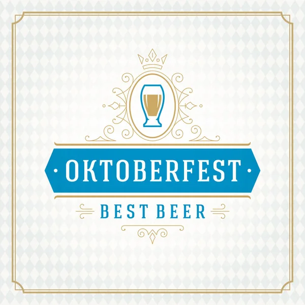 Μπύρας Oktoberfest γιορτή Φεστιβάλ vintage ευχετήρια κάρτα ή αφίσα — Διανυσματικό Αρχείο