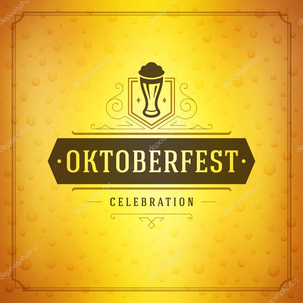 Oktoberfest beer festival celebration vintage greeting card or poster and beer background vector illustration.