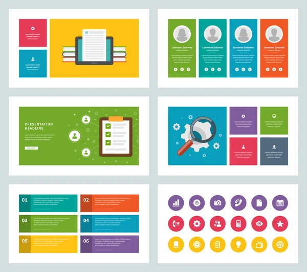 İş sunu şablonları düz tasarım vektör Infographic simgeler ve öğeleri.