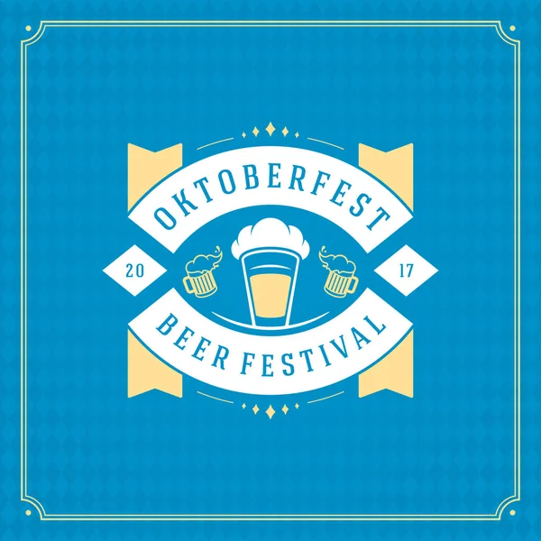 Oktoberfest festival de cerveza celebración tarjeta de felicitación vintage o cartel — Archivo Imágenes Vectoriales