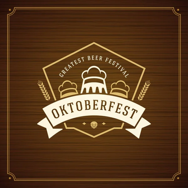 Oktoberfest bira Festivali kutlama vintage tebrik kartı veya poster