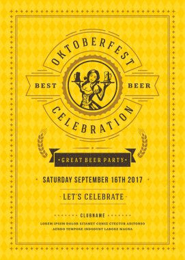 Oktoberfest bira Festivali kutlama retro tipografi poster veya el ilanı