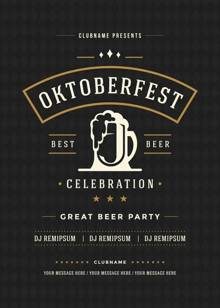 Oktoberfest celebracja festiwal piwa typografii retro plakat lub ulotki — Wektor stockowy