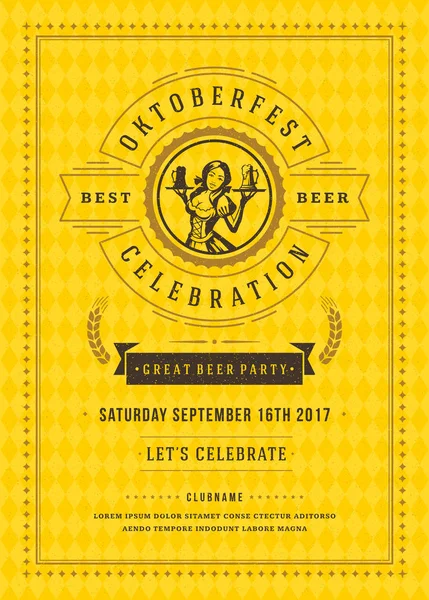 Oktoberfest bira Festivali kutlama retro tipografi poster veya el ilanı