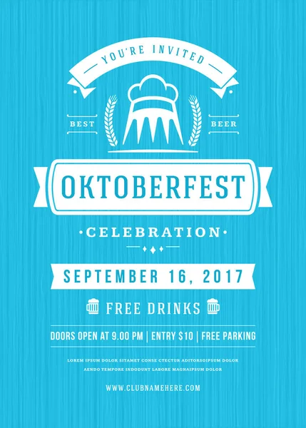 Oktoberfest pivní festival oslavy retro typografii plakát nebo leták — Stockový vektor