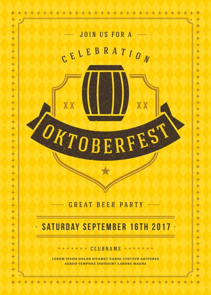 Oktoberfest bira Festivali kutlama retro tipografi poster veya el ilanı — Stok Vektör