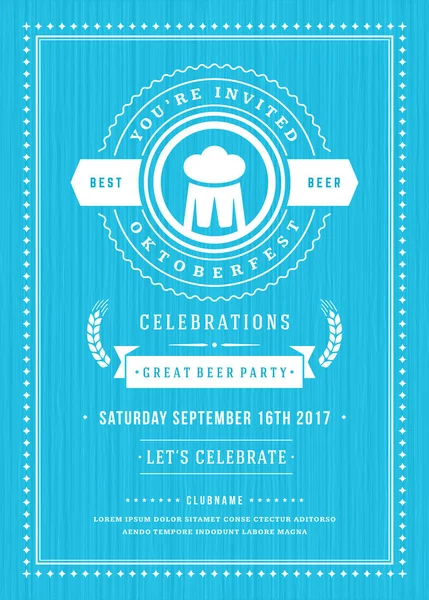 Oktoberfest bira Festivali kutlama retro tipografi poster veya el ilanı