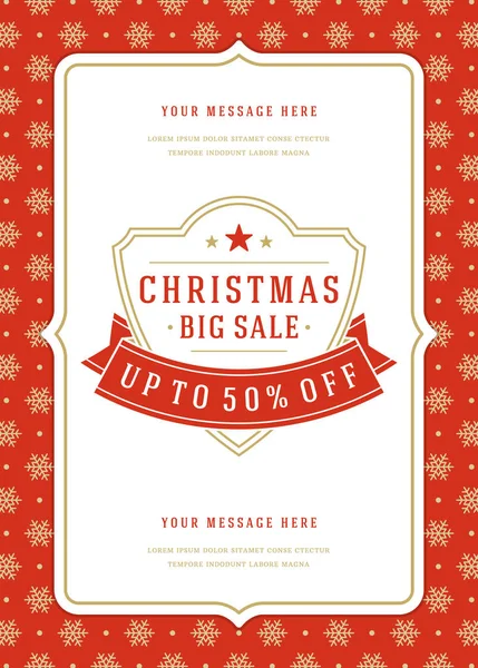 Vente de Noël flyer ou poster design discount offres et fond de motif . — Image vectorielle