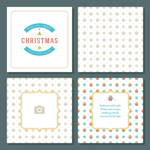 Navidad tarjeta de felicitación vector diseño y fondo patrón — Archivo Imágenes Vectoriales