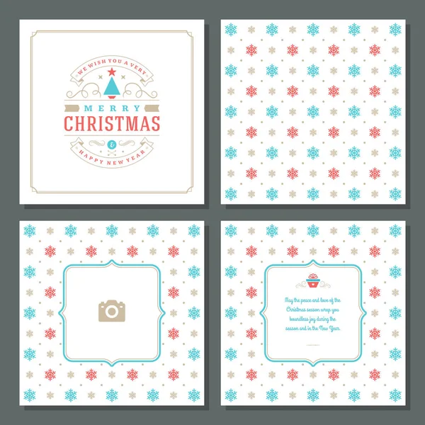 크리스마스 인사말 카드 벡터 디자인 및 패턴 배경 — 스톡 벡터
