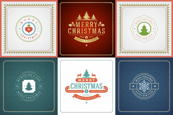 Веселі різдвяні вітальні листівки шаблони та дизайн фону . — стоковий вектор
