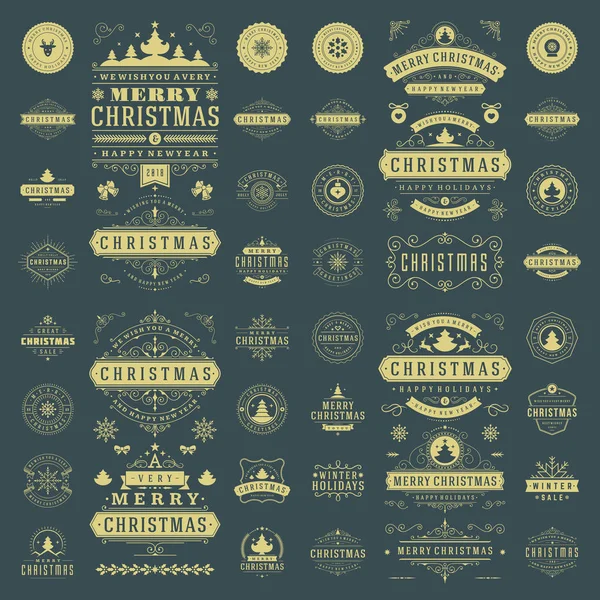 Etiquetas de Navidad y placas vector elementos de diseño conjunto. — Archivo Imágenes Vectoriales