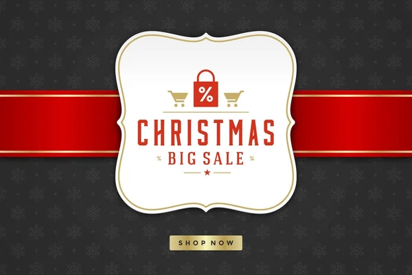 Christmas sale label design on pattern background vector illustration. — Stock Vector