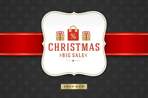 Christmas sale label design on pattern background vector illustration. — Stock Vector