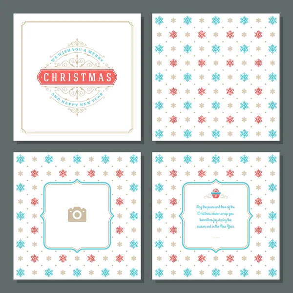 Christmas greeting card vector design and pattern background — Stock Vector