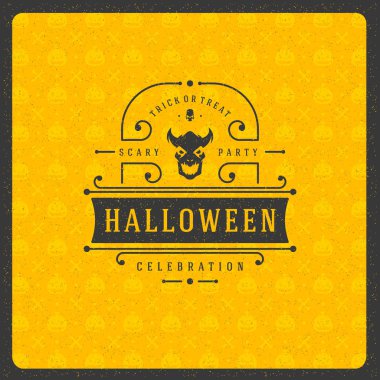 Cadılar Bayramı kutlama tebrik kartı vektör çizim