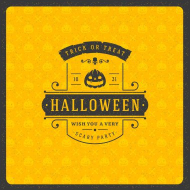 Cadılar Bayramı kutlama tebrik kartı vektör çizim