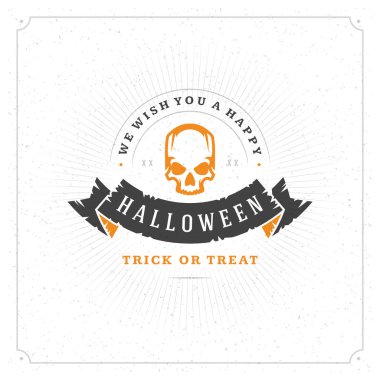 Cadılar Bayramı kutlama tebrik kartı vektör çizim