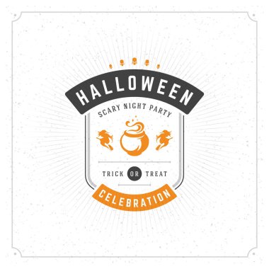 Cadılar Bayramı kutlama tebrik kartı vektör çizim