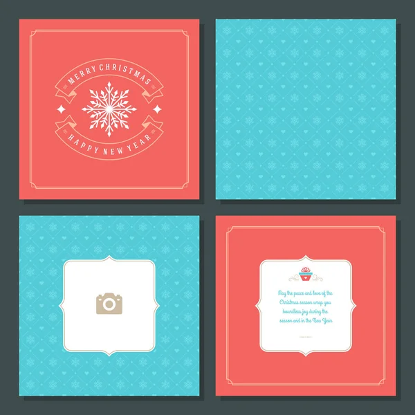 Navidad tarjeta de felicitación vector diseño y fondo patrón — Vector de stock