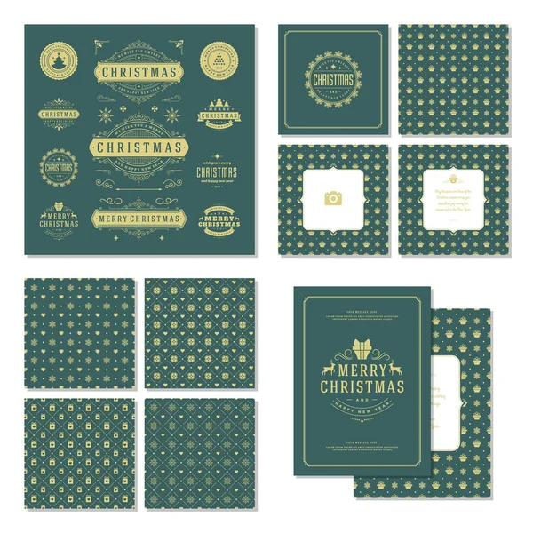 Christmas labels and badges vector design elements set — Stock Vector