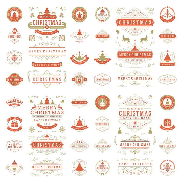 Etiquetas de Navidad y placas vector elementos de diseño conjunto — Archivo Imágenes Vectoriales
