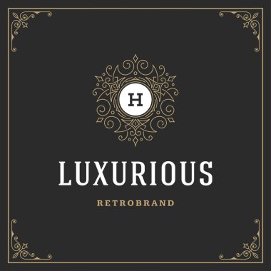 Kaligrafi vintage çerçeve süsleme logo tasarım şablonu vektör geliştiği.