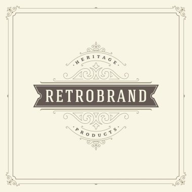 Kaligrafi vintage çerçeve süsleme logo tasarım şablonu vektör geliştiği.