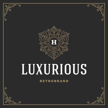 Kaligrafi vintage çerçeve süsleme logo tasarım şablonu vektör geliştiği.