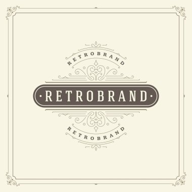 Kaligrafi vintage çerçeve süsleme logo tasarım şablonu vektör geliştiği.